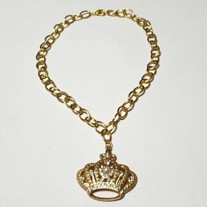 K9 Couture Gold Necklace w/ Crown Charm 18'